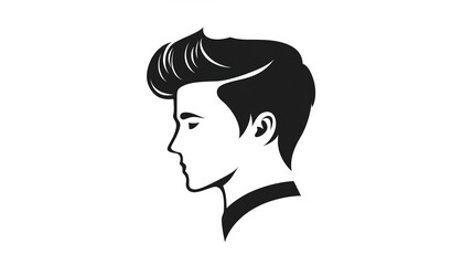 A sleek black icon symbolizing a man's hairstyle, perfect for barber shops. This minimalist design captures the essence of modern grooming, making it ideal for signage, branding, 