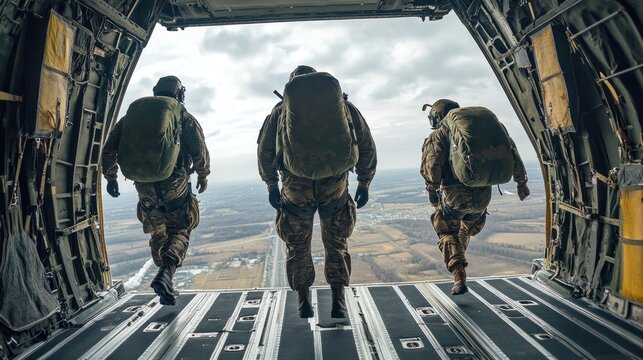 Paratroopers preparing for a jump