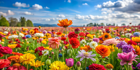 Obraz premium of vibrant and colorful flowers , floral, botanical, nature, garden, beautiful, blooming, petals, spring, summer, bright