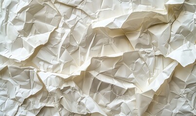Obraz premium Close up texture of crumpled white paper. Detailed background suitable for design, graphic projects, and creative artworks.