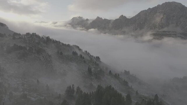 Cloud sea in mountains landscape