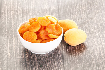 Dried apricot heap in the bowl