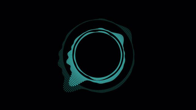 circular Audio equalizer audio frequency sound wave on black background, animation circular Audio Waveform, audio waves voice music sound spectrum equalizer.