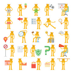 monster characters set in various poses vector illustration