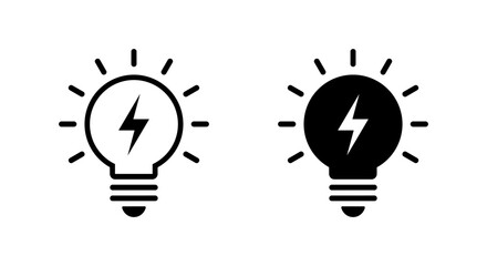 Light bulb with flash icon. Lamp with lightning sign symbol