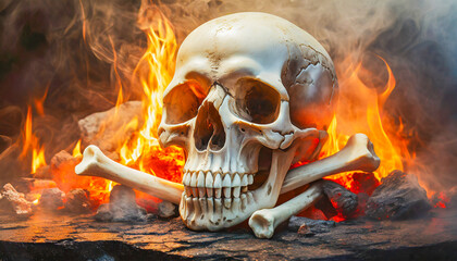 skull in fire