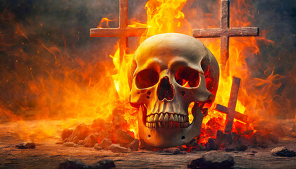 skull in fire