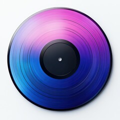 A vibrant vinyl record featuring a stunning gradient of purple and blue hues, perfect for music lovers and retro enthusiasts, white background