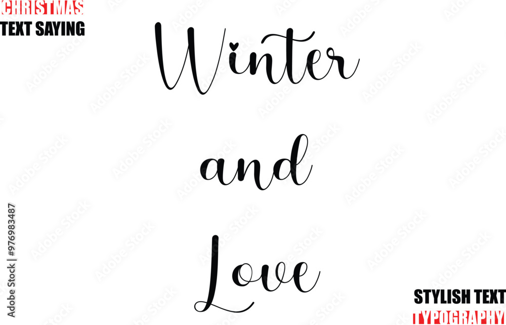 Fototapete typescript cursive text christmas quote winter and love