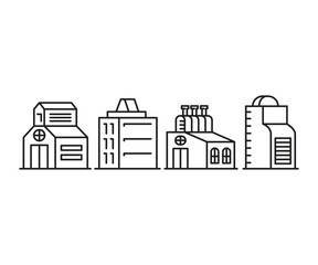 Naklejka premium building, house and tower icons set line illustration
