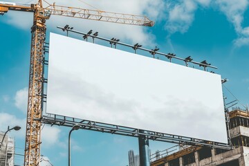 Advertizing on a construction fence with a white banner