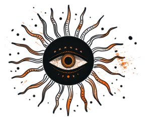 PNG Mystical eye sun illustration