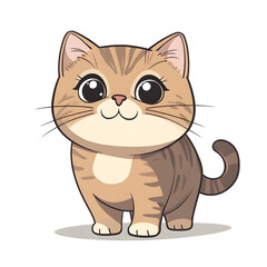 Adorable Cartoon Style Scottish Fold Cat with Wagging Tail in Pastel Colors