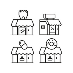 Fototapeta premium shop building and market icons set vector illustration
