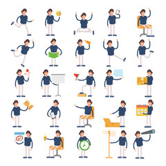 woman characters set in various poses illustration