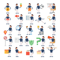 woman characters set in various poses illustration