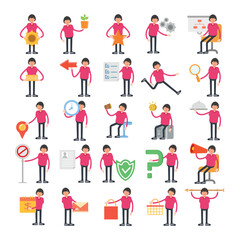 boy characters set in various poses vector illustration