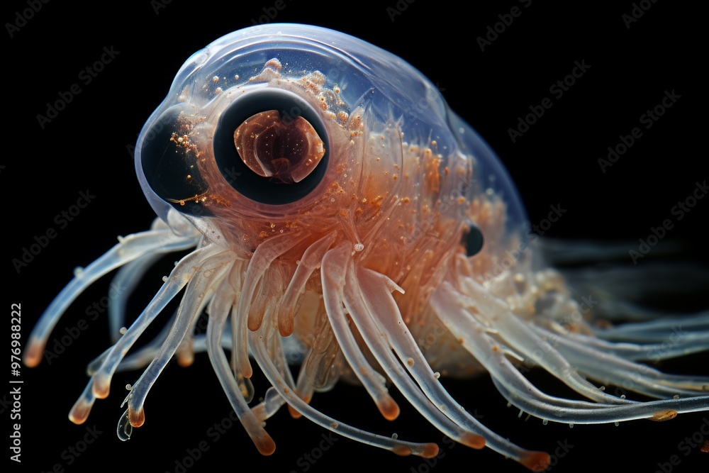 Poster Microscopic view of a rotifer in water, showcasing the intricate details of microscopic animals