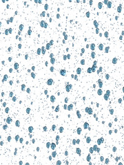 Blue water droplets on transparent background