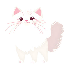 Playful and Adorable Persian Kitten with Wagging Tail in Pastel Cartoon Style