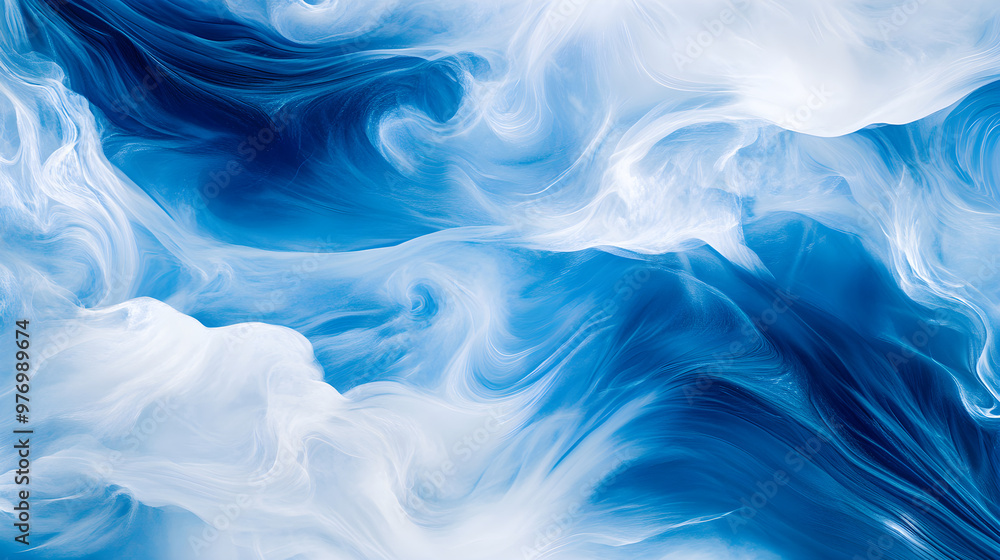 Aufkleber cool blue and white abstract waves create a serene and fluid background with a sense of motion and t