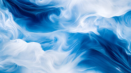 Fototapeta premium Cool blue and white abstract waves create a serene and fluid background with a sense of motion and tranquility