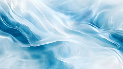 Fototapeta premium Cool blue and white abstract waves flow gracefully, creating a serene and tranquil atmosphere with a sense of movement and depth