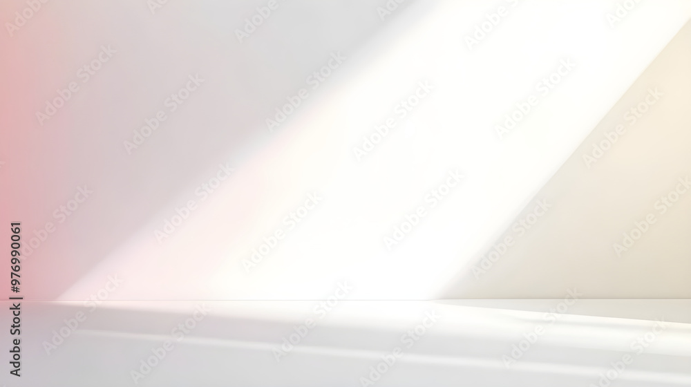 Poster minimalist white backdrop features subtle pastel gradients creating a serene and tranquil atmosphere