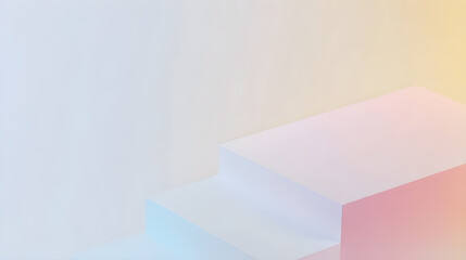 Fototapeta premium Minimalist white backdrop features subtle pastel gradients and soft angles, creating an elegant and serene atmosphere ideal for showcasing products or art