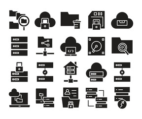 database and network line icons set