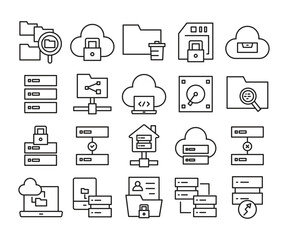 database and network line icons set