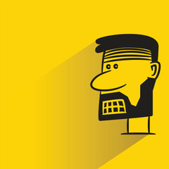 beard man face illustration yellow background
