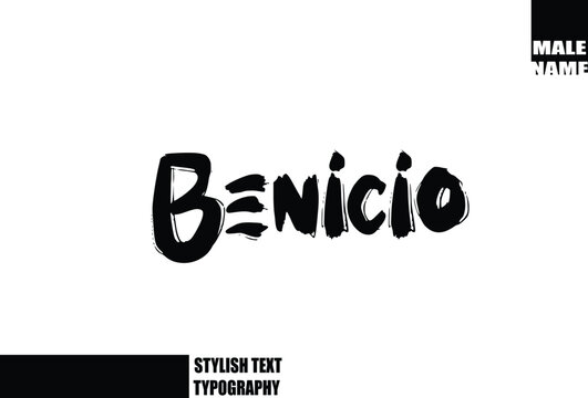 Bold Grunge And Rough Brush Text Typography Of Baby Boy Name Benicio.