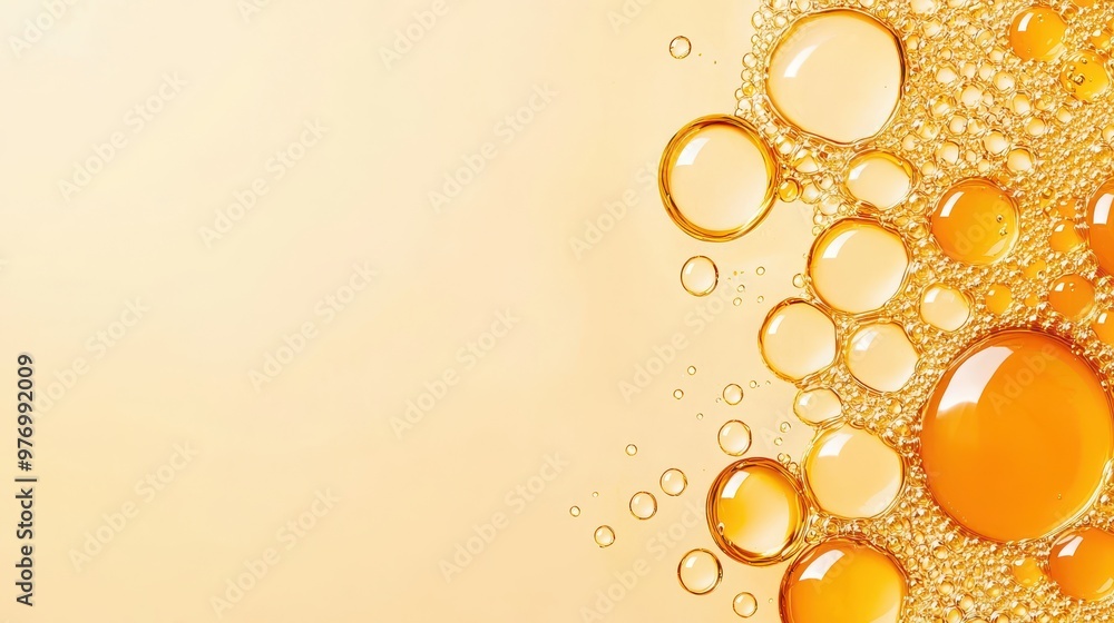 Wall mural Abstract Oil Drops on Yellow Background