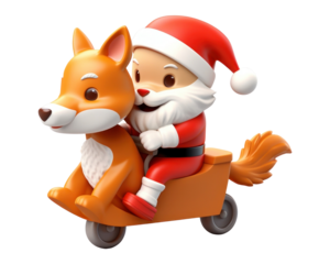PNG Fox santa christmas figurine cute.