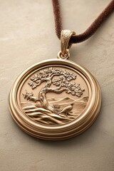 A beautifully crafted bronze pendant featuring an intricate tree design, symbolizing nature and elegance.