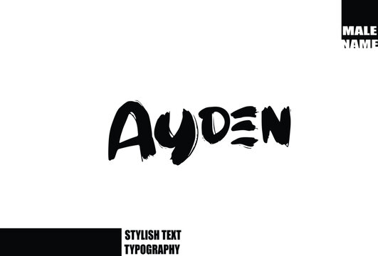 Ayden. Baby Boy Name In Bold Grunge And Rough Typography Brush Text