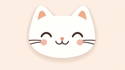 Cute Cartoon Cat Face Illustration with Pink Cheeks