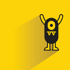 cute monster avatar with shadow on yellow background