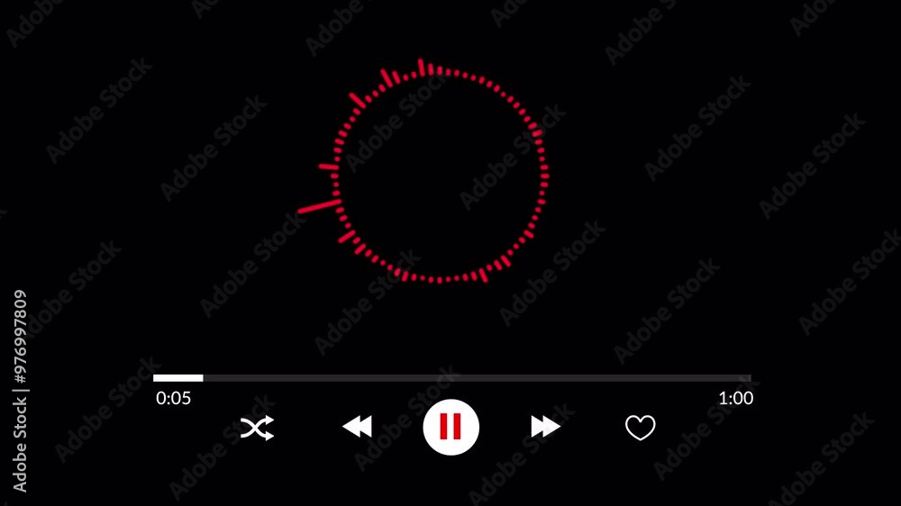 Poster music player template with audio equalizer animation on black background, animated music player with