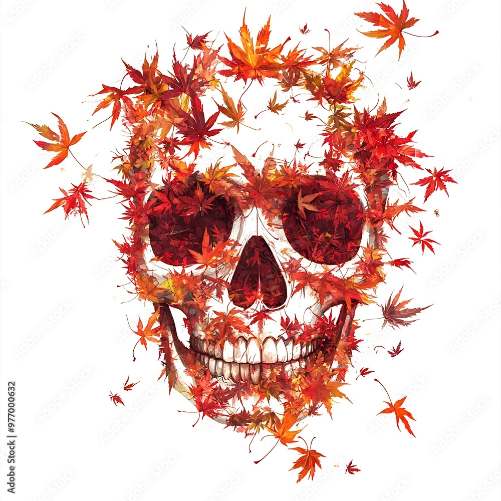 Canvas Prints Autumn Leaves Form a Skull Shape.