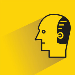 bald man icon with shadow on yellow background