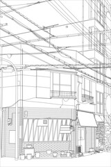japanese street outline