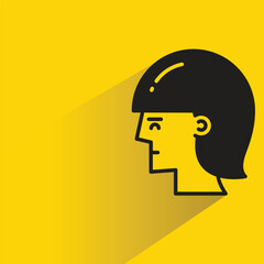 woman face icon with shadow on yellow background