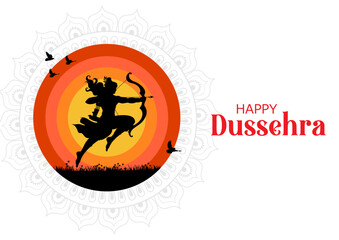 Rama killing Ravana wong Happy Dussehra background showing festival of India