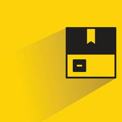 carton box icon with shadow on yellow background