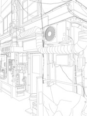 japanese street outline