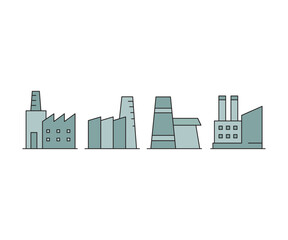 Obraz premium factory building icons set vector illustration