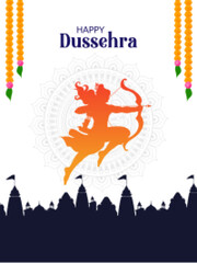 Rama killing Ravana wong Happy Dussehra background showing festival of India
