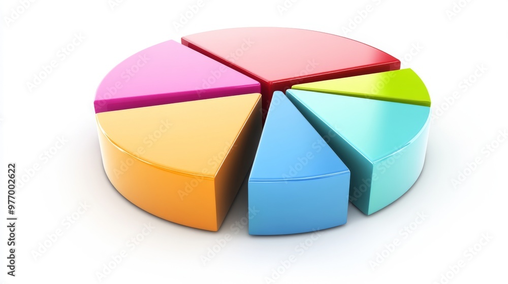 Leinwandbilder a 3d pie chart with colorful segments, clearly labeled and displayed against a clean, white backgrou